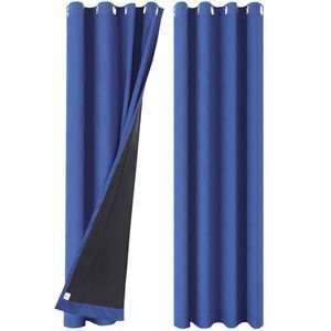2 Panels 100% Blackout Curtains Gommet Top 52"Wx95"L Dark Blue